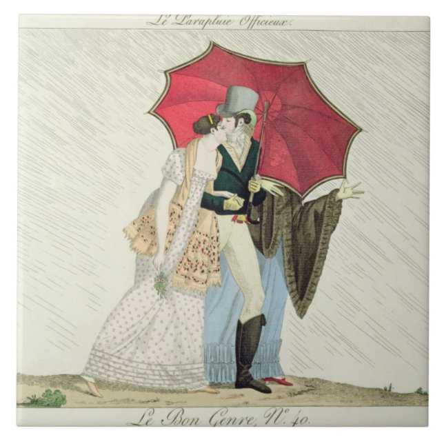 The Obliging Umbrella, plate 40 from 'Le Bon Genre Tile (Front)