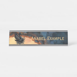 The Obsidian Swan of Moonlit Grace. Desk Name Plate