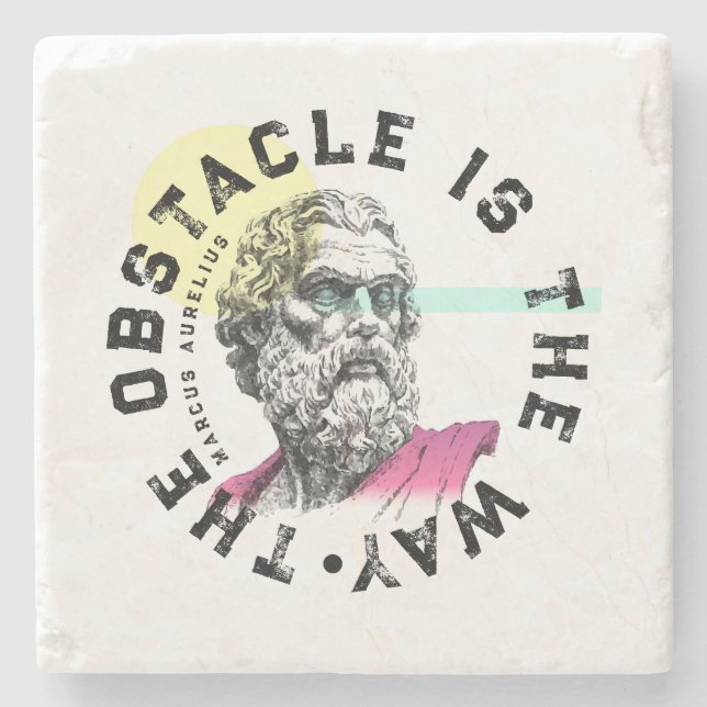The Obstacle Is The Way – Marcus Aurelius Quote Stone Coaster (Front)