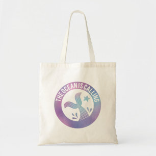 The Ocean Is Calling Mermaid Tail Galaxy Tote Bag