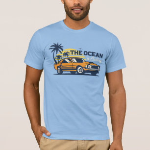 The Ocean Is Calling Retro Beach Car Summer T-Shirt