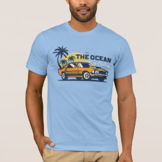 The Ocean Is Calling Retro Beach Car Summer T-Shirt