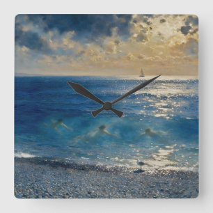 The Ocean Keeps Secrets – A Compelling Seascape Square Wall Clock