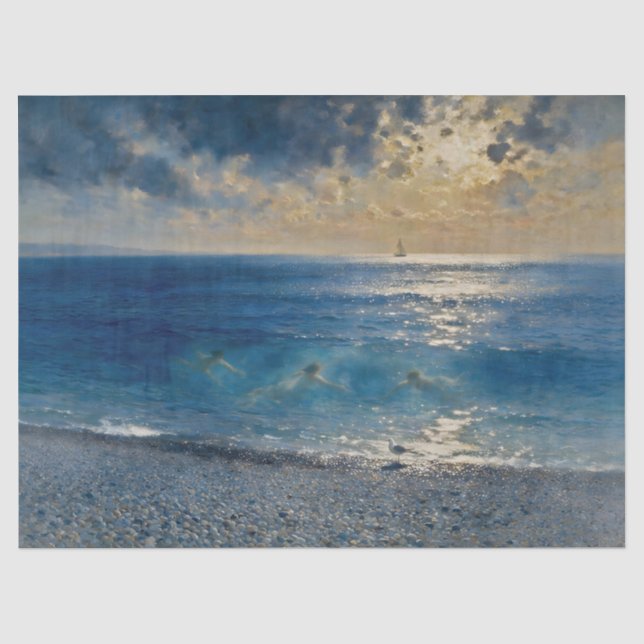 The Ocean Keeps Secrets – A Compelling Seascape Tissue Paper (Front)