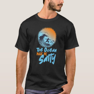 The Ocean Made Me Salty  Retro Beach Summer T-Shirt