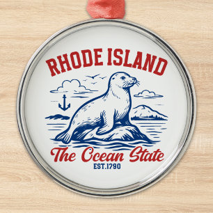 The Ocean State Seal – Rhode Island Metal Tree Decoration