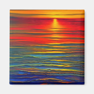 The ocean's sunset in an abstract way  magnet