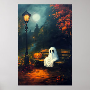 The October Companion Spooky Ghost & Pumpkin Poster