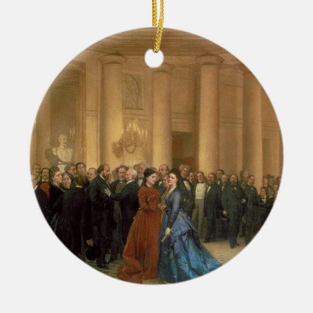 The Odeon Theatre, Paris, 1869 (oil on canvas) Ceramic Tree Decoration (Front)