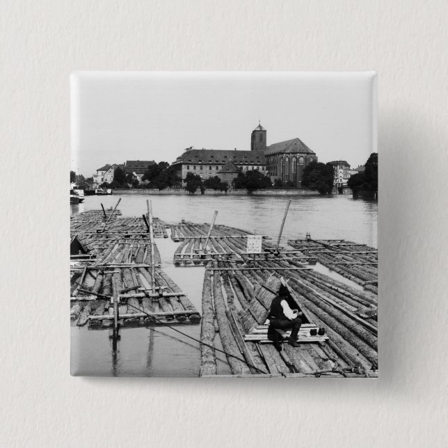 The Oder at Breslau  Poland, c.1910 15 Cm Square Badge (Front)