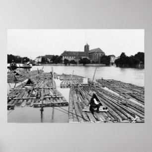 The Oder at Breslau  Poland, c.1910 Poster