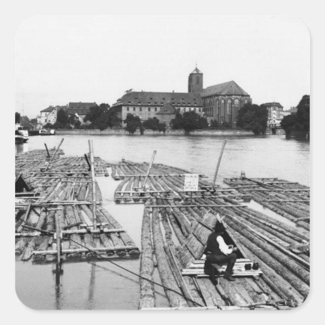 The Oder at Breslau  Poland, c.1910 Square Sticker (Front)