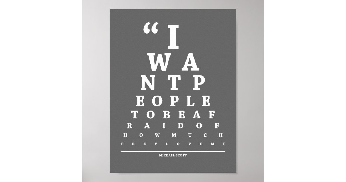 The Office, Eye Exam Chart Zazzle.co.nz