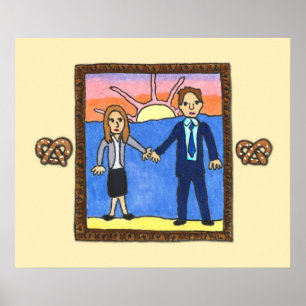 The Office Jim and Pam Framed Portrait Illustrati Poster