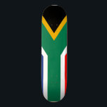 The Official Flag of the Republic of South Africa Skateboard<br><div class="desc">Adopted 27 April 1994: At the time of its adoption, the South African flag was the only national flag in the world to comprise six colours in its primary design. Three of the colours – black, green and yellow – are found in the banners of the African National Congress, the...</div>
