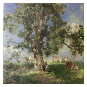 The Old Ash Tree (oil on canvas) Tile
