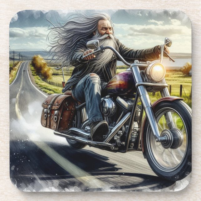 The Old Biker [Set of 6] Coaster (Front)