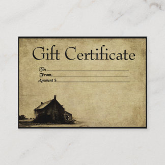 The Old Homestead- Prim Gift Certificate Cards