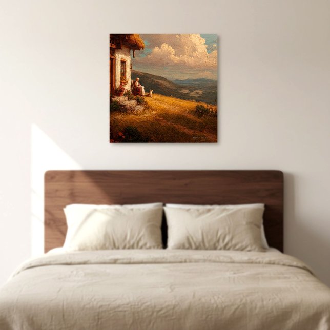 The Old Lady and Her Dog Canvas Print (Creator Uploaded)