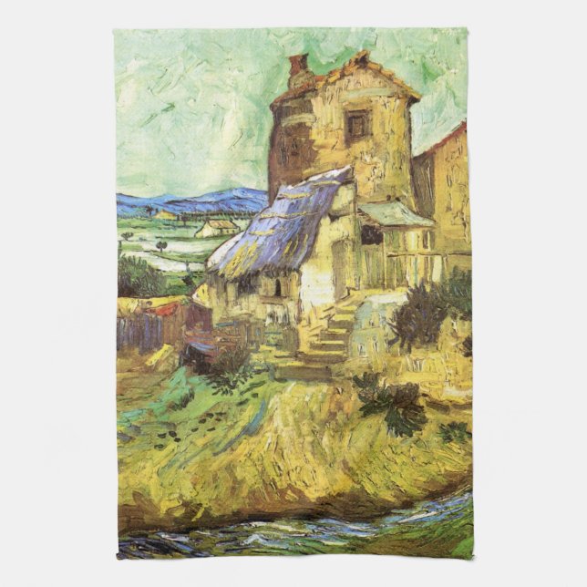 The Old Mill by Vincent van Gogh Tea Towel (Vertical)