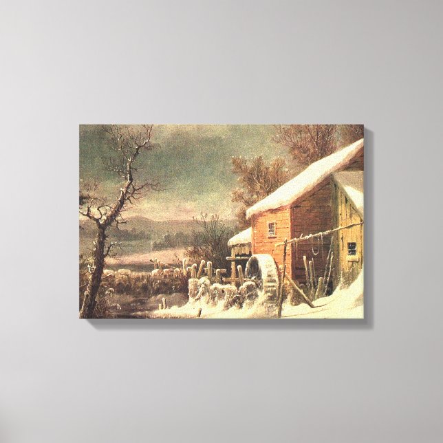 The Old Mill In Winter Currier & Ives canvas print (Front)