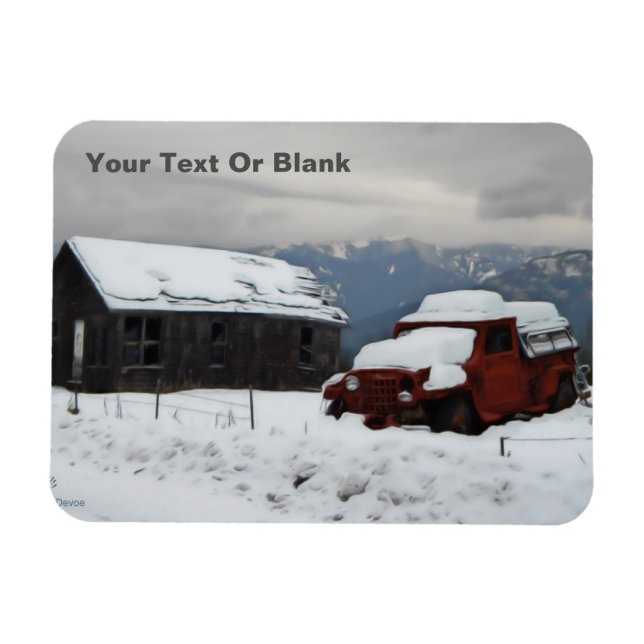 The Old Red Truck Magnet (Horizontal)