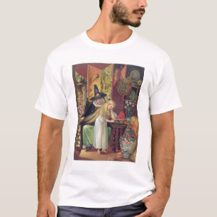 The Old Witch combing Gerda's hair with a golden c T-Shirt