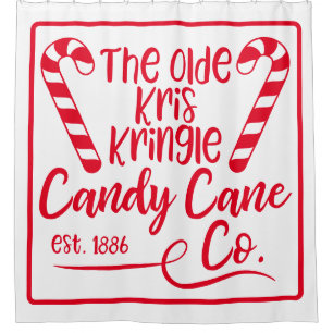 The Olde Kris Kringle Candy Cane Co Est 1886 Shower Curtain