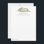 The Olive Branch Wedding Collection Advice Card<br><div class="desc">Celebrate in style with these rustic olive branch advice cards. The simple yet stylish design will allow your guests to write a note of advice for you to keep and read over in years to come. The wording is easy to personalise so these cards can quickly be transformed into advice...</div>