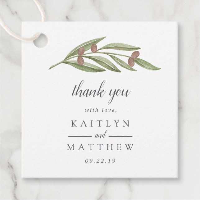 The Olive Branch Wedding Collection Favour Tags (Front)