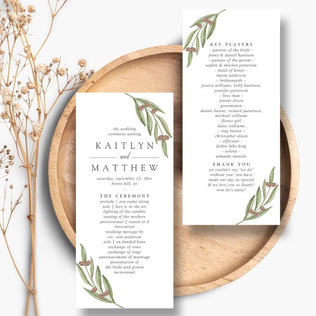 The Olive Branch Wedding Collection - Program Rack Card (Creator Uploaded)