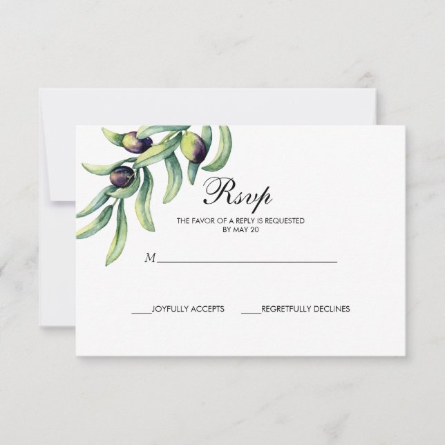 The Olive Grove | Rustic wedding RSVP Card (Front)