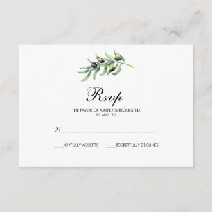 The Olive Grove   wedding RSVP with Card
