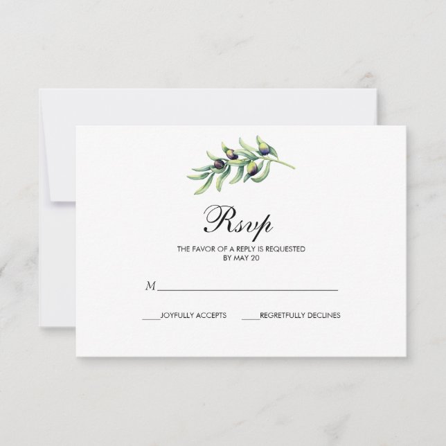 The Olive Grove | wedding RSVP with Card (Front)
