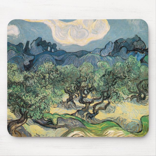 the olive trees,1889, Vincent van Gogh Mouse Pad (Front)