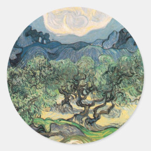 The Olive Trees, Vincent van Gogh Classic Round Sticker