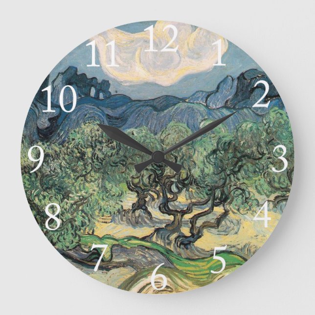 The Olive Trees, Vincent van Gogh Large Clock (Front)