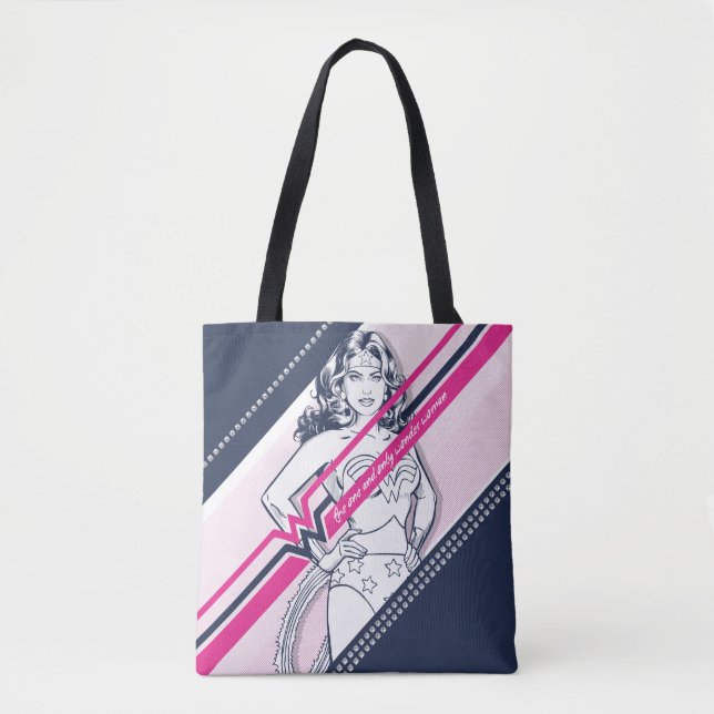 The One And Only Wonder Woman' Retro Graphic Tote Bag (Front)