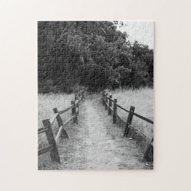 The One Less Travelled Black and White Puzzle (Vertical)