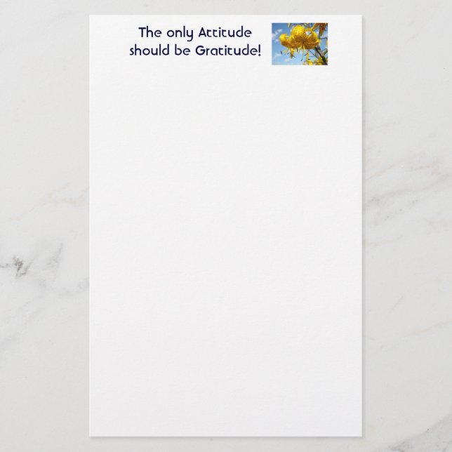 The only Attitude should be Gratitude! stationery (Front)