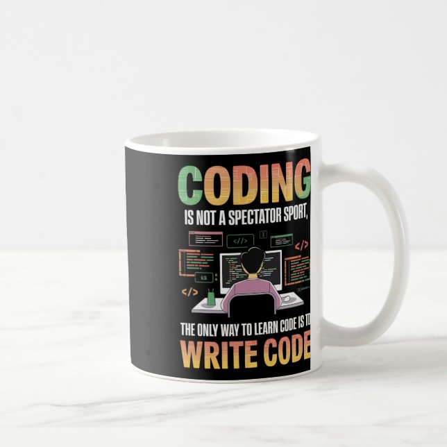 The Only Way To Learn Code Is To Code It Computer  Coffee Mug (Right)