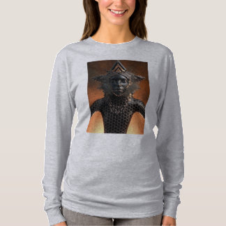 The Onyx Empress Black Gold Futuristic Portrait T-Shirt