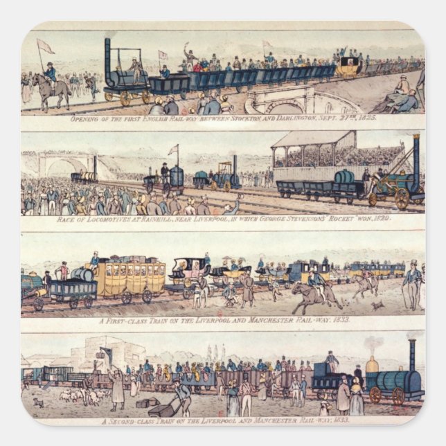 The opening of Stockton and Darlington Square Sticker (Front)