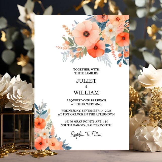 The Orange 70s 80s 90s Pink Peach Colourful Weddin Invitation (Creator Uploaded)