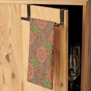 The Orange floral rainy scatter fibers textured Tea Towel