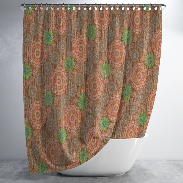 The Orange floral rainy scatter fibres textured  Shower Curtain (Creator Uploaded)