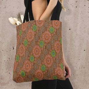 The Orange floral rainy scatter fibres textured Tote Bag