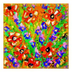 "The Orange Flowers" Cute Painting. Buy Now Poster
