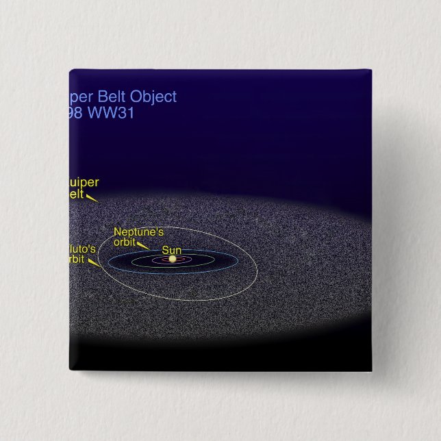 The orbit of the binary Kuiper Belt object 15 Cm Square Badge (Front)