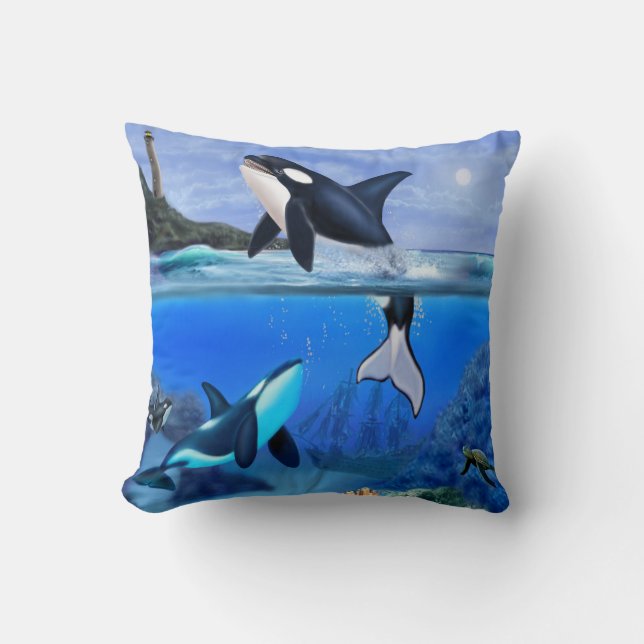 The Orca Family Cushion (Front)